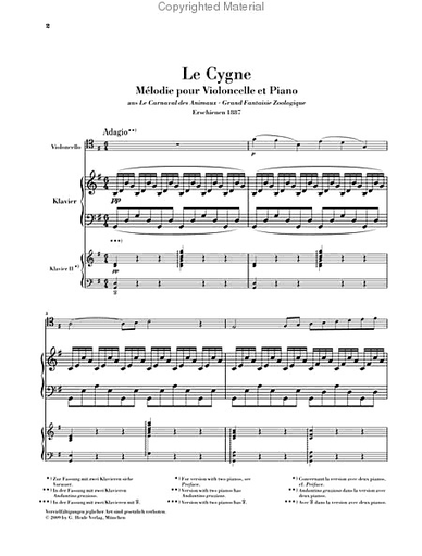 Saint-Saens, C. (Buchstein, ed.): The Swan from Carinval of the Animals, urtext (cello & piano)