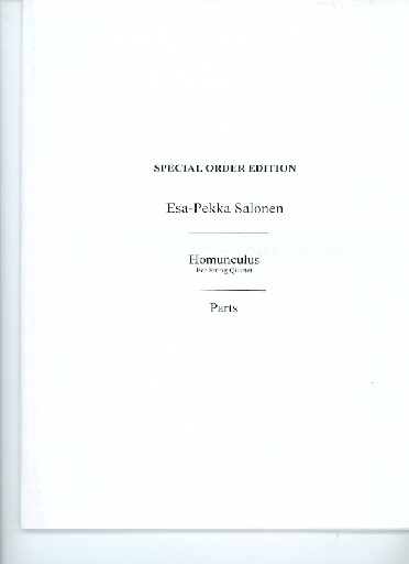 Salonen, E.P.: Homunculus (string quartet, set of parts)