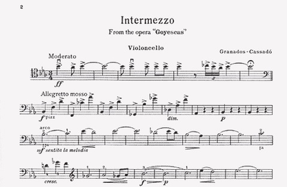 Granados, E. (Cassado): Intermezzo from ''Goyescas'' (cello & piano)