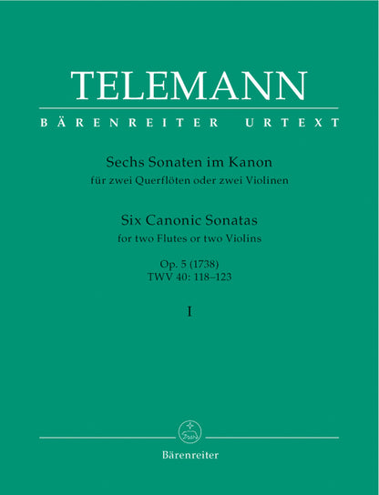 Telemann, G.P. (Hausswald): 6 Canonic Sonatas #1-3, Vol. 1, (2 Violins) Barenreiter