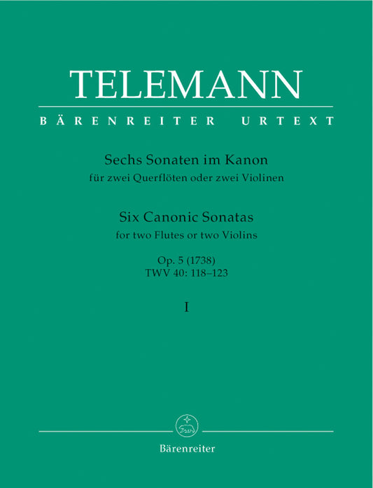 Telemann, G.P. (Hausswald): 6 Canonic Sonatas #1-3, Vol. 1, (2 Violins) Barenreiter