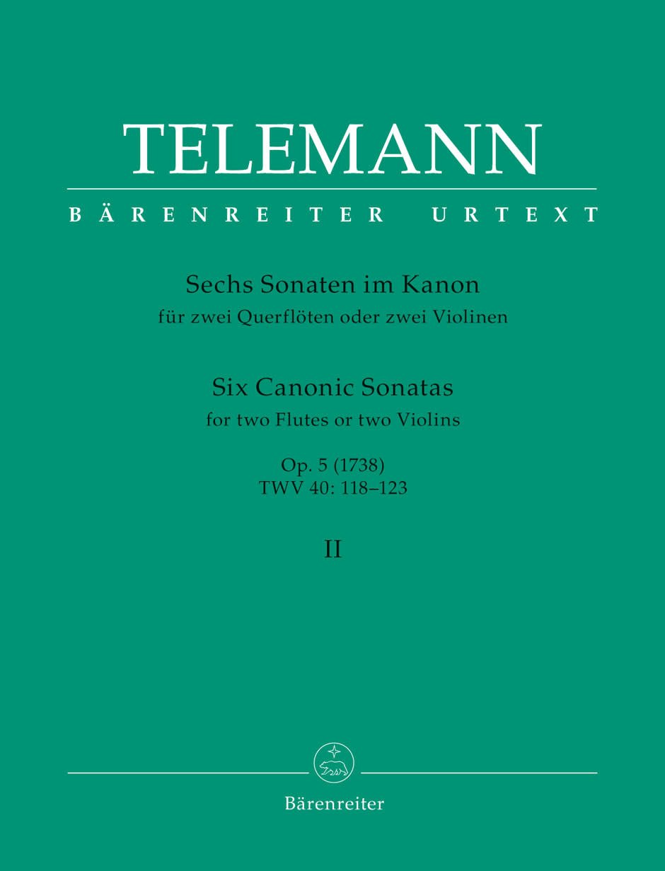 Telemann, G.P. (Hausswald): 6 Canonic Sonatas #4-6, Vol. 2, (2 Violins) Barenreiter
