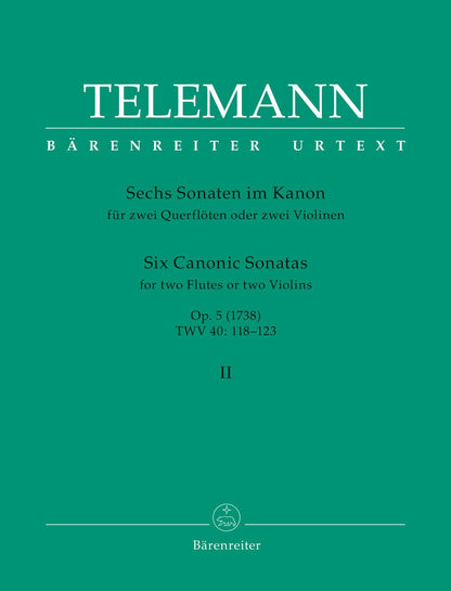 Telemann, G.P. (Hausswald): 6 Canonic Sonatas #4-6, Vol. 2, (2 Violins) Barenreiter