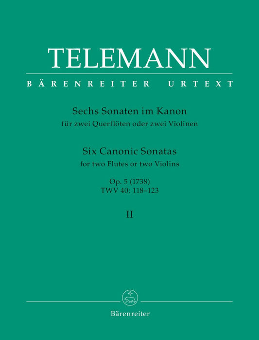Telemann, G.P. (Hausswald): 6 Canonic Sonatas #4-6, Vol. 2, (2 Violins) Barenreiter