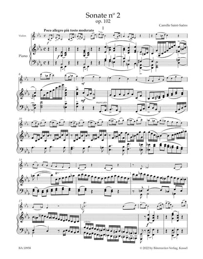 Saint-Saens, Camille (Guilloux and Medicis): Sonata No. 2 in E-flat major, op. 102, violin & piano, Barenreiter Urtext