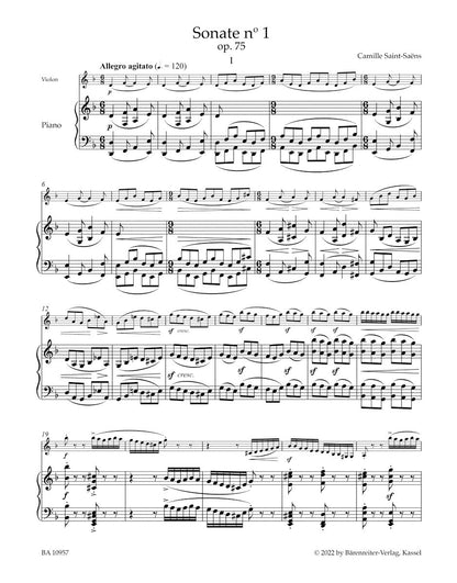 Saint-Saens, Camille (Guilloux and Medicic): Sonata No. 1 in D minor, op. 75, violin & piano, Barenreiter Urtext