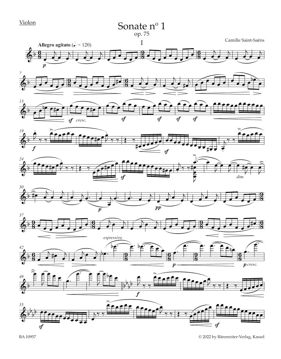 Saint-Saens, Camille (Guilloux and Medicic): Sonata No. 1 in D minor, op. 75, violin & piano, Barenreiter Urtext