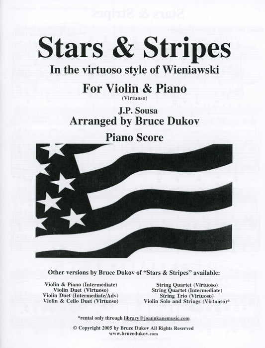 Sousa, J.P. (Bruce Dukov): Stars & Stripes Violin Solo, in the style of Wieniawski, Virtuoso level, parts & score, violin and piano