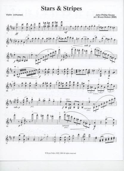 Sousa, J.P. (Bruce Dukov): Stars & Stripes Violin Solo, in the style of Wieniawski, Virtuoso level, parts & score, violin and piano