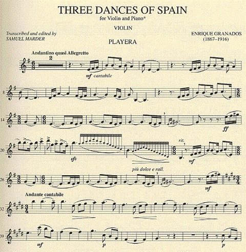 Granados, Enrique: Three Dances of Spain (violin & piano)