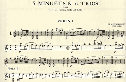 Schubert, F.: Five Minuets and 6 Trios (string quartet)