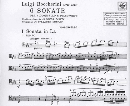Boccherini (Piatti): 6 Sonatas for Cello & Piano